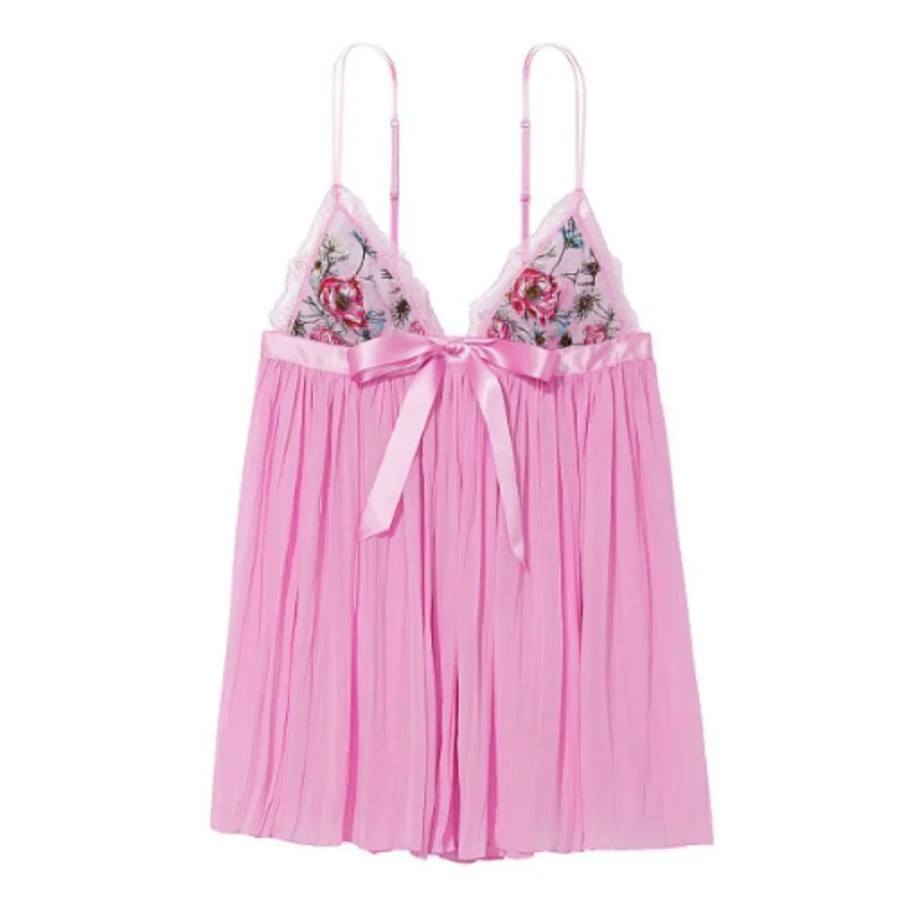 New! Victoria’s Secret Garden Party Pleated Babydoll slip lingerie 17048